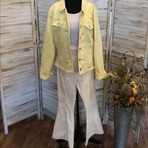 Yellow Denim Raw Hem Jacket